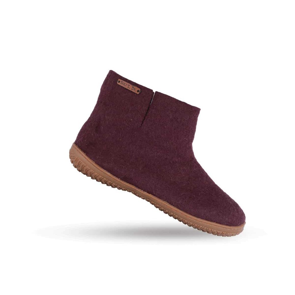 Uldstøvle (100% ren uld) m/Gummisål  - Dansk Design fra SHUS - lilla / 43