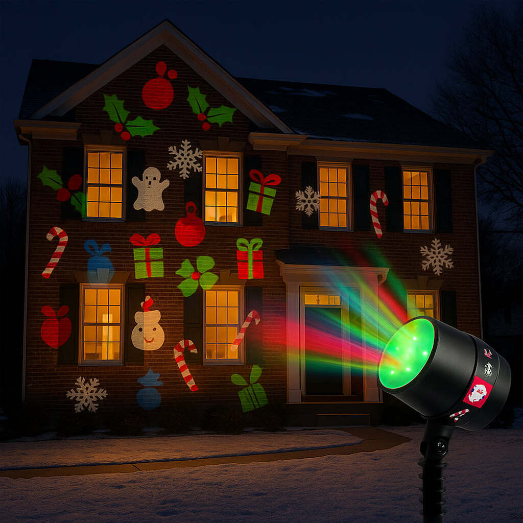 LED Magic Light Projektor  -  med 12 bevægelige lysmotiver