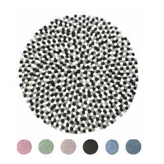 Kugletæppe i 100% ren Nepal uld (Fås i flere forskellige farver og størrelser) - 90 cm / Multifarvet