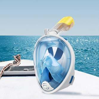 Snorkelmaske til børn og voksne med snorkel og 180 graders udsigt - Sort / S/M