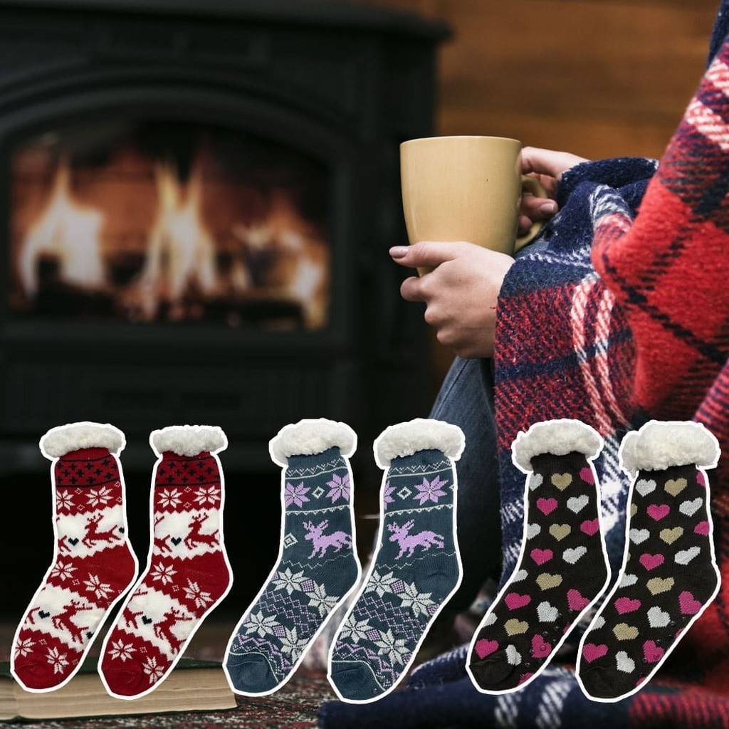 Hyggesokker til de mørke aftner - flere forskellige print - unisex - - 35-38 Lyserød m/elg