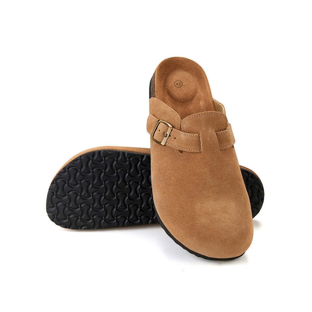 Komfort og stil i ét  -  Klassiske kork-sandaler med lukket tå - Karamel / EU 39