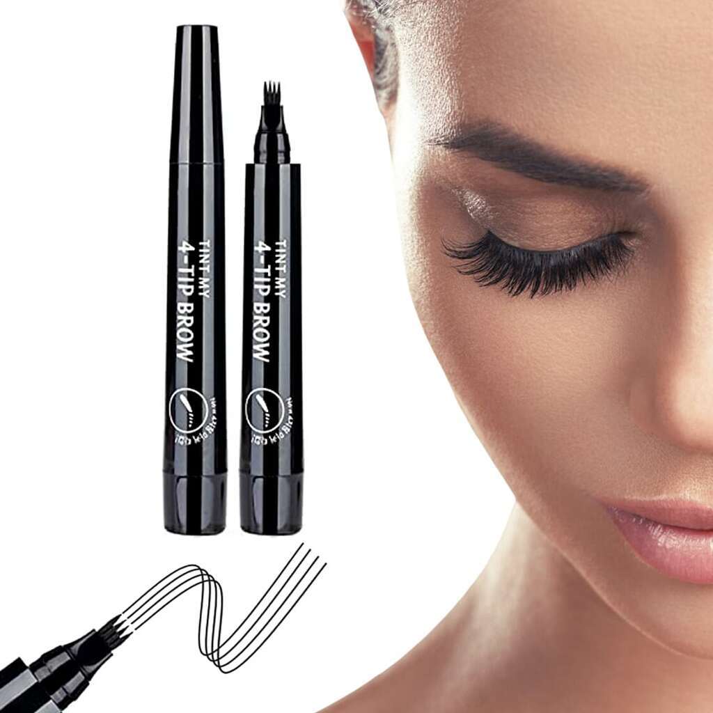 Øjenbrynsblyant - 4-punkts - til optegning af Bryn - - Mørk Brun