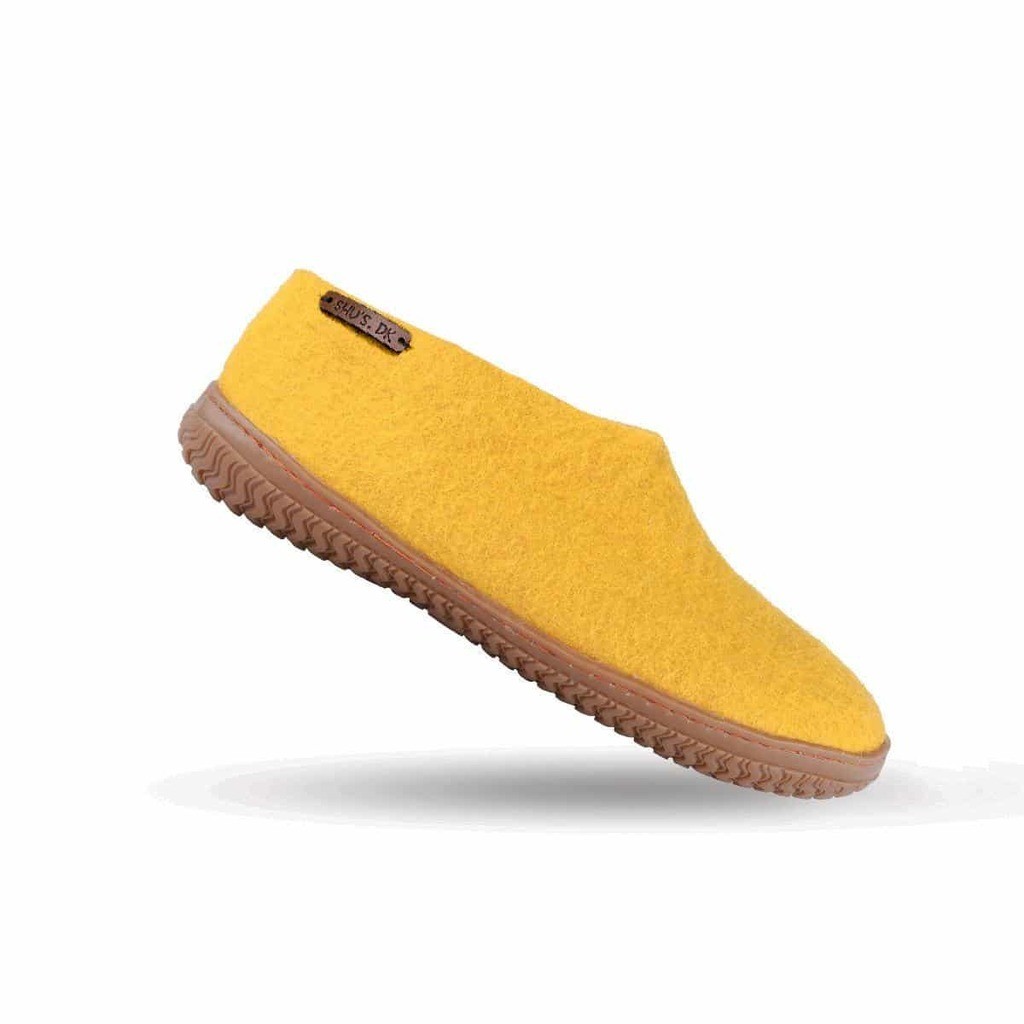 Uldhjemmesko (100% ren uld) m/Gummisål -Dansk Design fra SHUS - gul / 36