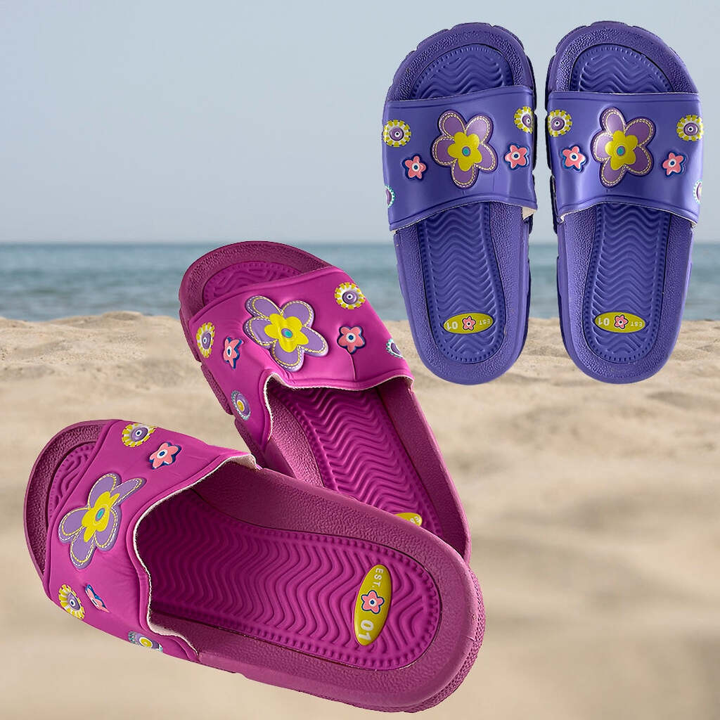 Børne Gummi Sandaler i Lilla og Pink - Lilla / 27