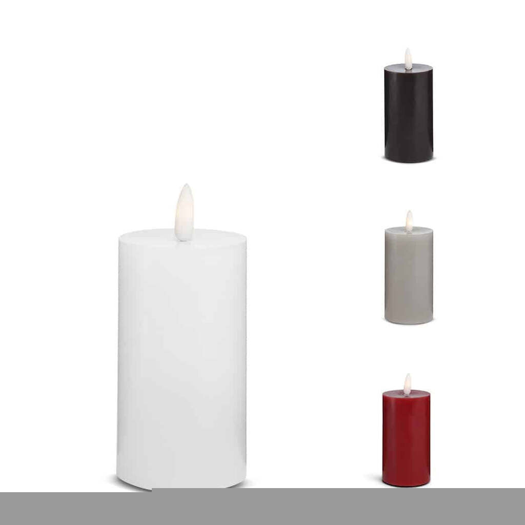 LED Stearinlys - 1 stk. - ø5,5 x 12,5 cm - m/3D flamme - (flere farver) - Rød