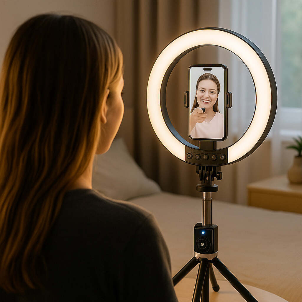 Ring Light med remote & stativ  -  3 farvetemperaturer  -  P220-Q