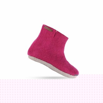Uldstøvle (100% ren uld) m/sål i skind - Dansk Design fra SHUS - pink / 46