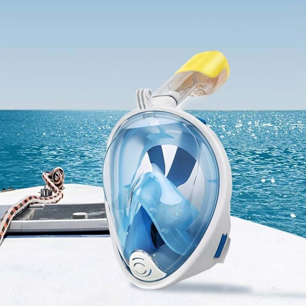 Snorkelmaske til børn og voksne med snorkel og 180 graders udsigt - Blå / L/XL