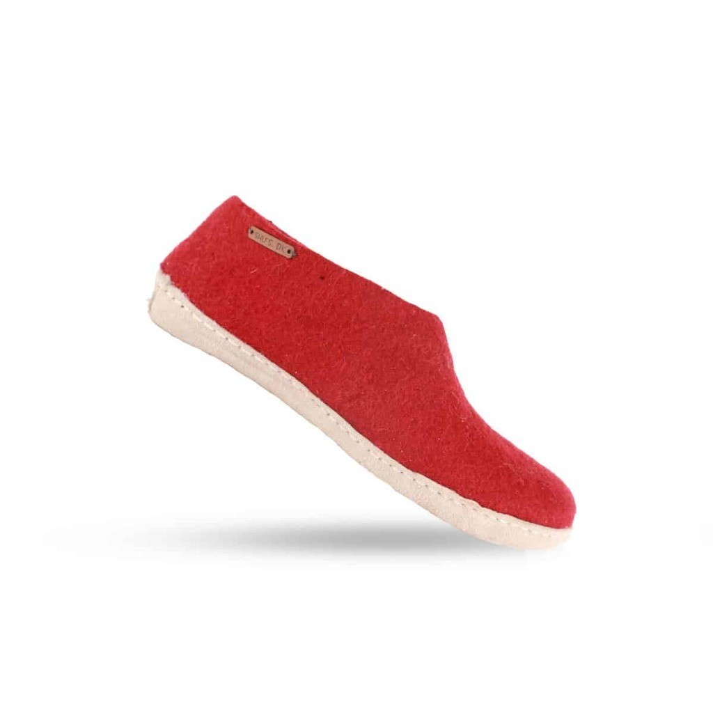 Uldhjemmesko (100% ren uld) - Model Rød m/sål i skind - Dansk Design fra SHUS - 43