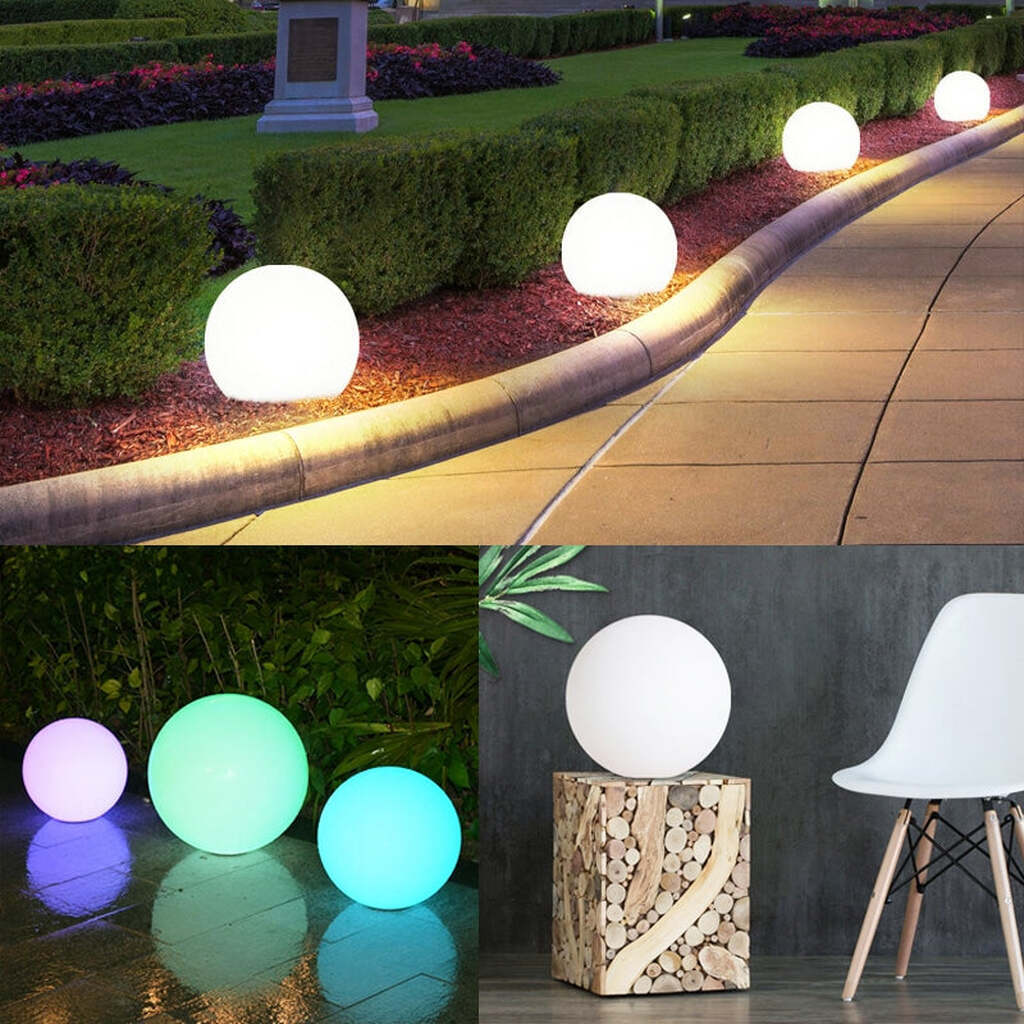 LED-kuglelampe med farveskift og fjernbetjening - 15 cm.