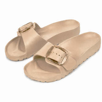 Lækre og moderigtige slippers med spænde  -  superlette, behagelige sandaler til kvinder - lys beige / EU 41