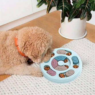 Interaktivt Rundt Hundepuslespil - Blå