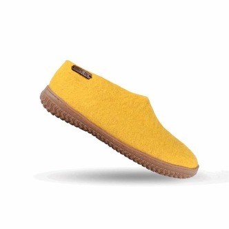 Uldhjemmesko (100% ren uld) m/Gummisål -Dansk Design fra SHUS - gul / 38