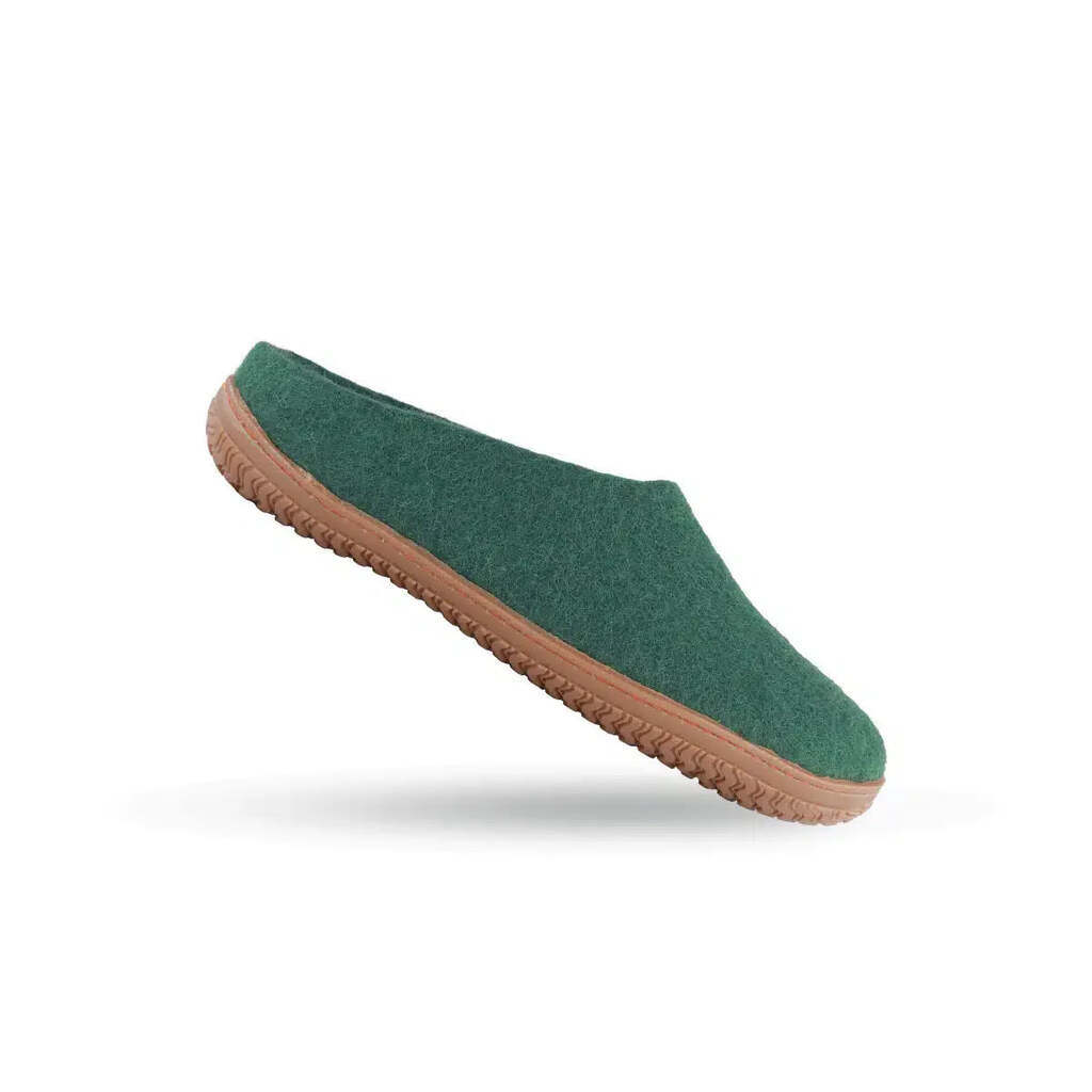 Uldtøffel (100% ren uld) m/Gummisål -Dansk Design fra SHUS - groen / 45