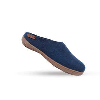 Uldtøffel (100% ren uld) m/Gummisål -Dansk Design fra SHUS - blå / 41