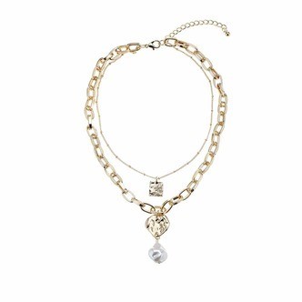 Halskæde, 2-i-1 m/forskellige vedhæng, justerbar