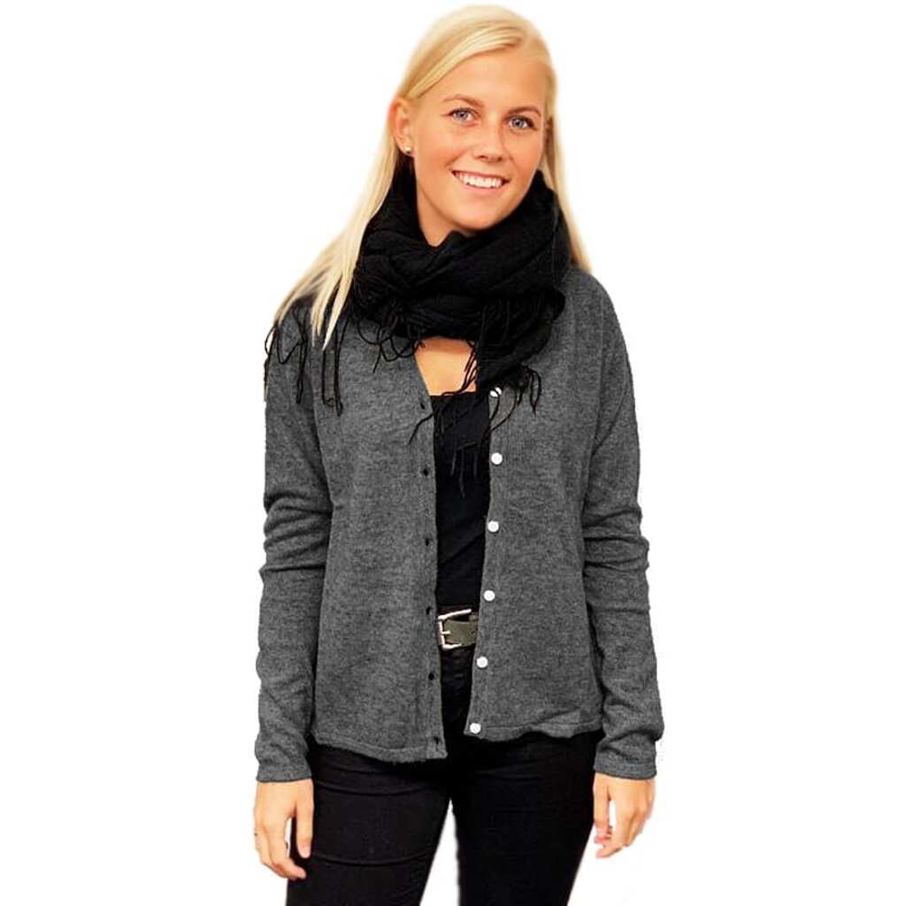 Uldtrøje i lækker Pashmina uld - mørkegrå (100% cashmere) - Small