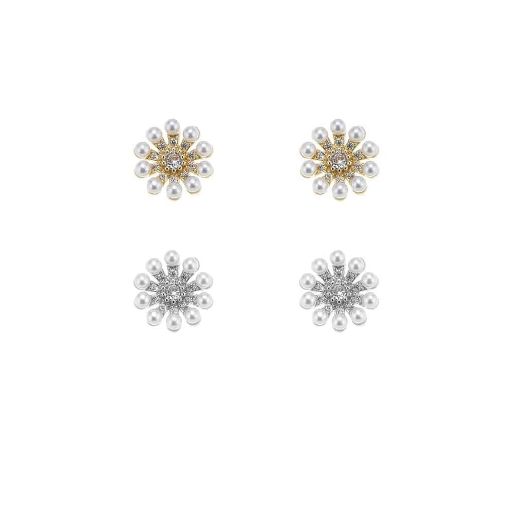 Ørestikker med små perler, guld eller sølv - Sølv