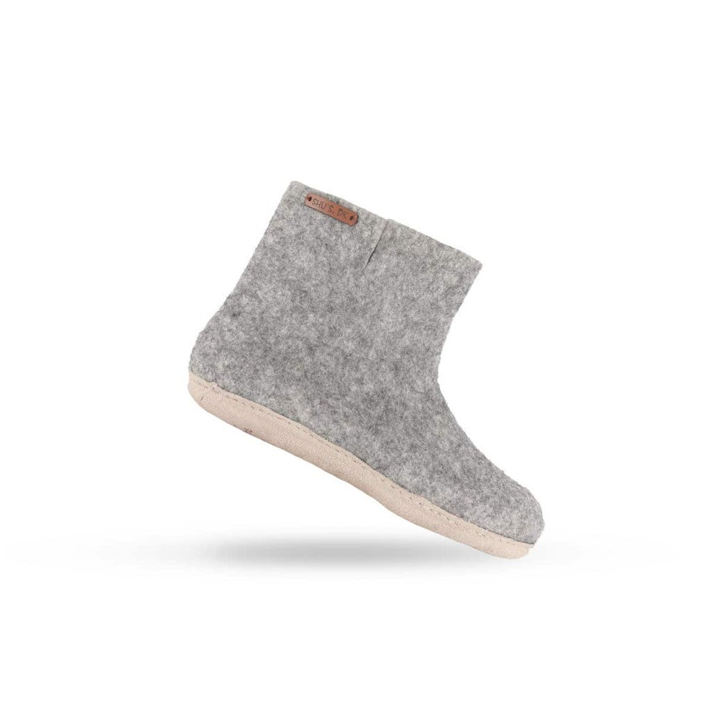 Uldstøvle (100% ren uld) m/sål i skind - Dansk Design fra SHUS - brun / 40