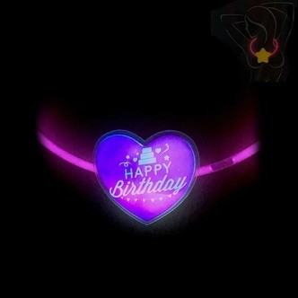 Halskæde m/hjerte- Selvlysende glow stick - 2 modeller - Happy Birthday gul