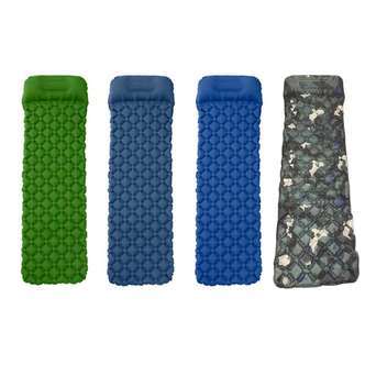 Ultralet oppusteligt liggeunderlag m/pude 190 x 58 cm. - Mørkeblå