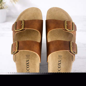 Bio sandaler i læder  -  med skålet hæl og tågreb - brune eller sorte - - Brun str. EU 40