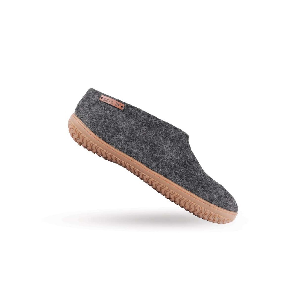 Uldhjemmesko (100% ren uld) m/Gummisål -Dansk Design fra SHUS - koks / 40