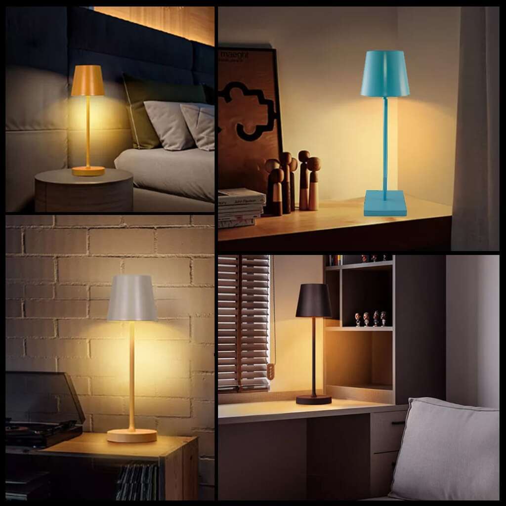 Bordlampe LED m/touch - ledningsfri - mange farver - Sort