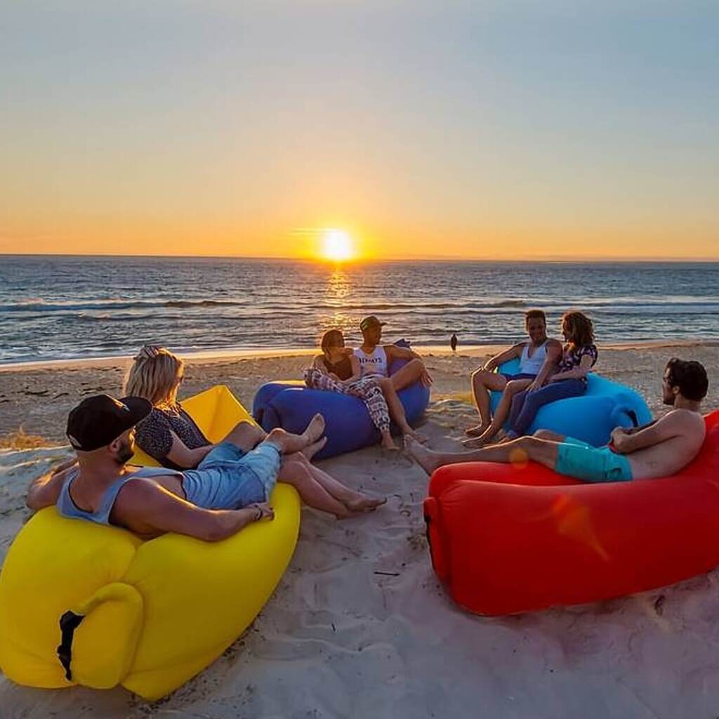 Air Bean oppustelig liggestol/liggesæk til strand, have eller festival - Pink