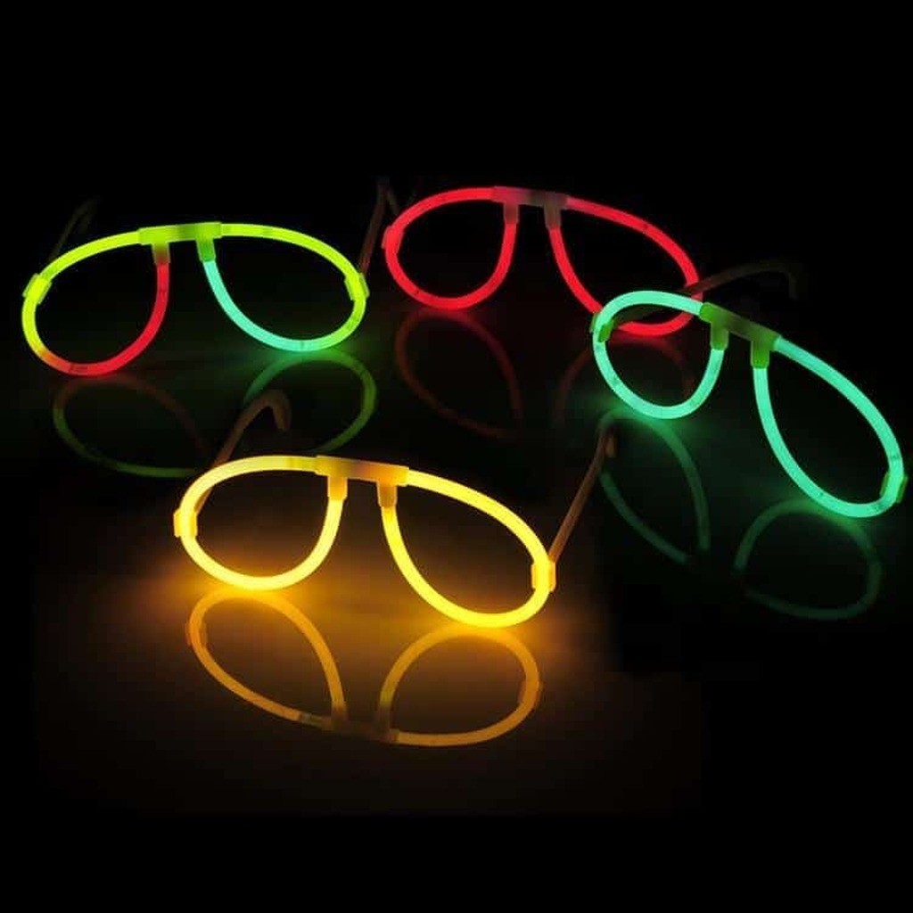 Runde Briller - Selvlysende glow stick - blue