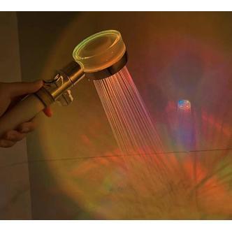 Vandbesparende bruse hoved med temperaturkontrol i farverig LED lys