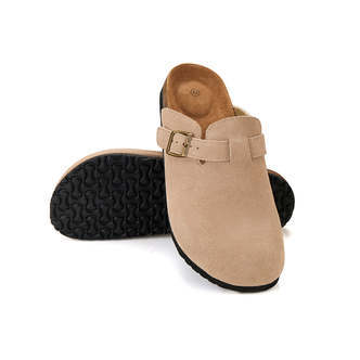 Komfort og stil i ét  -  Klassiske kork-sandaler med lukket tå - Beige / EU 45