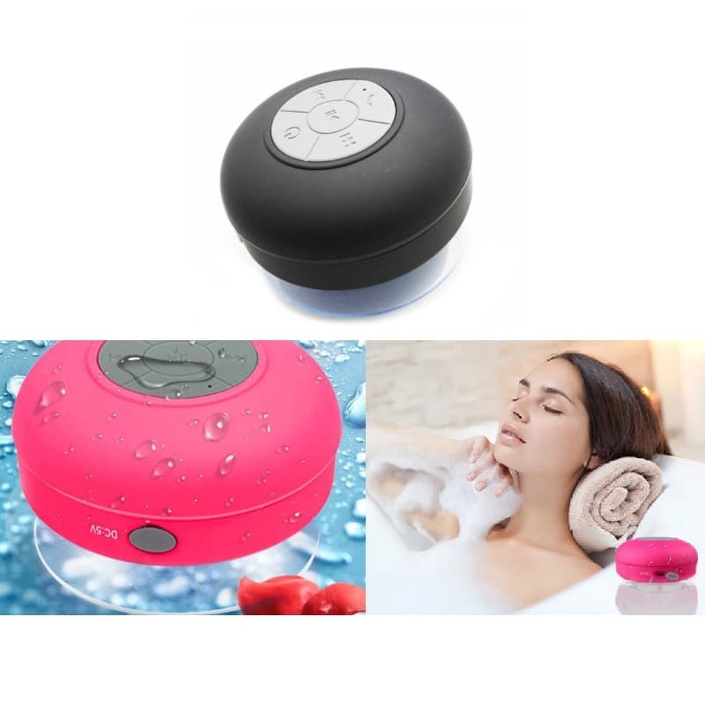 Vandtæt Bluetooth Højtaler med sugekop til badet m.v. - Pink