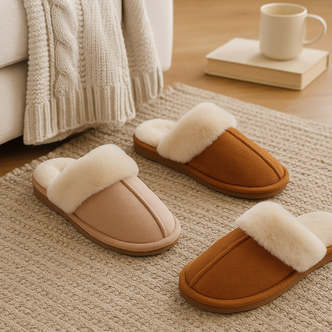 Hjemmesko  -  varme og bløde (Brun & Beige) - Brun / 40/41