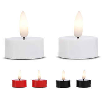 LED fyrfadslys plastik - 2 stk. - 2 cm - m/bevægelig flamme - (flere farver) - Hvid