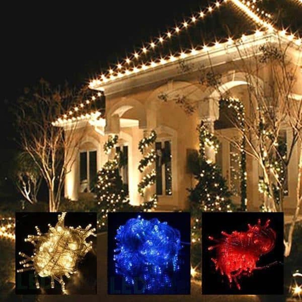 LED-lyskæde  -  100 LED indendørs/udendørs 10 meter, varm hvid, rød, grøn, multifarvet eller blå - Rød