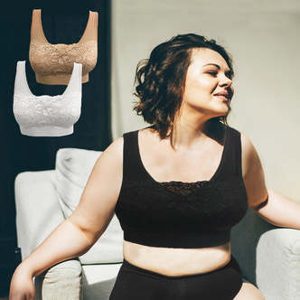 Comfort Bra - pakke med 3 stk. (BH med blonder) - 1 sort, 1 hvid, 1 beige / L