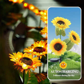 Solcelle Solsikke Havelampe med 3 blomster - 80 cm