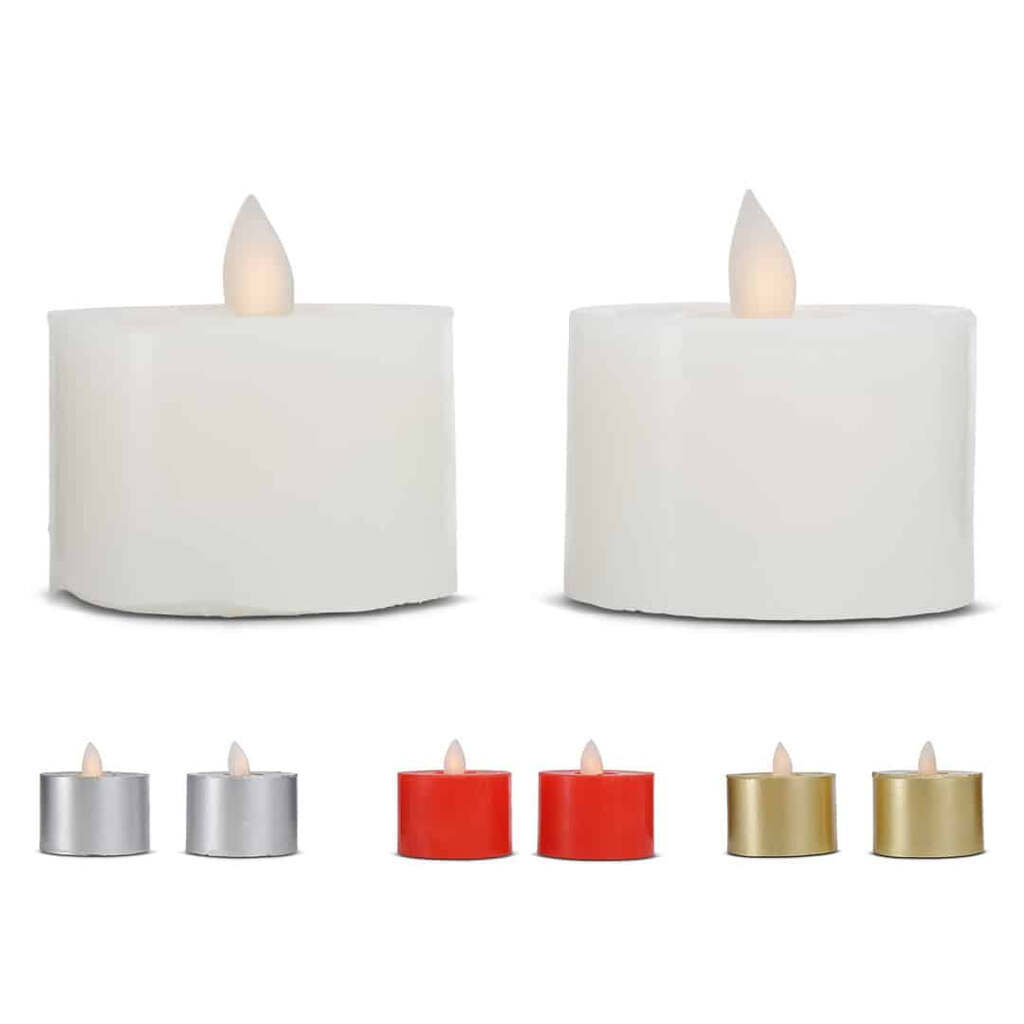 LED fyrfadslys stearin - 2 stk. - 3 cm - m/bevægelig flamme - (flere farver) - Hvid