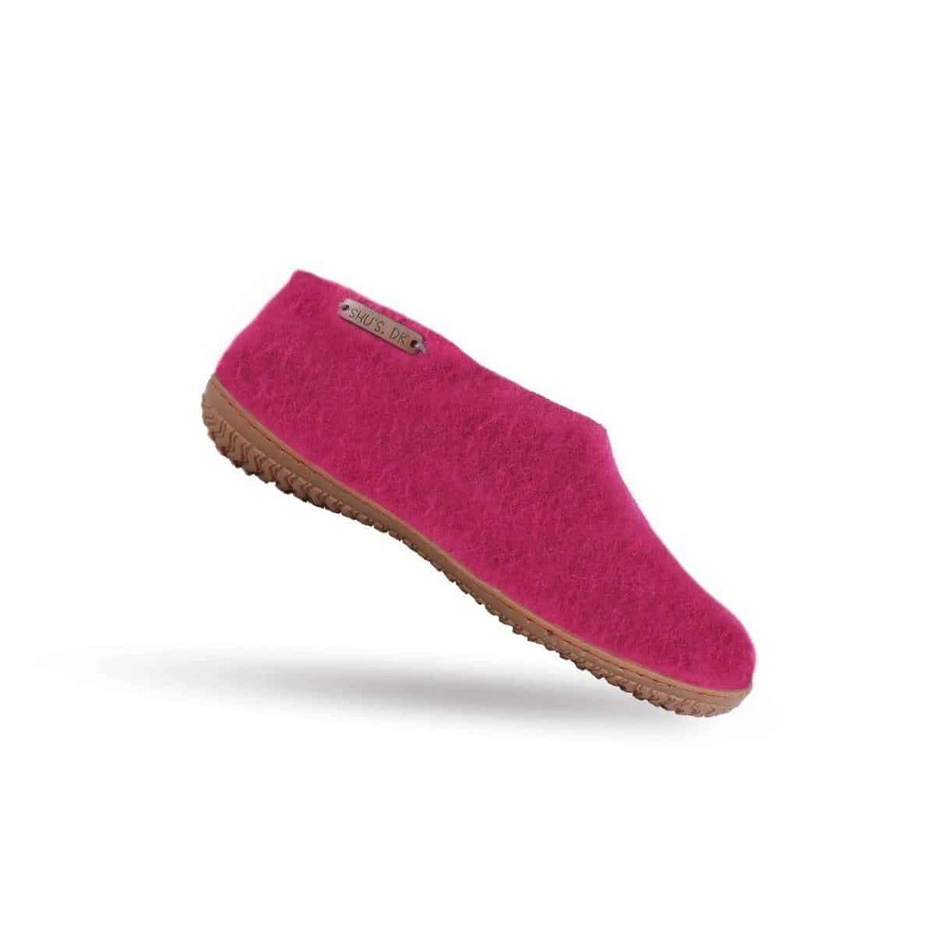 Uldhjemmesko (100% ren uld) m/Gummisål -Dansk Design fra SHUS - pink / 37