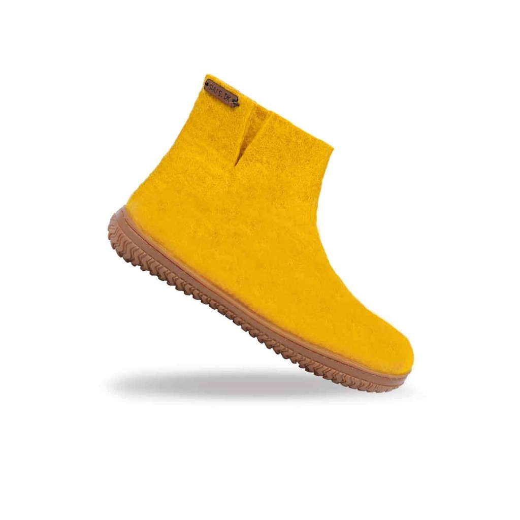 Uldstøvle (100% ren uld) m/Gummisål  - Dansk Design fra SHUS - gul / 41