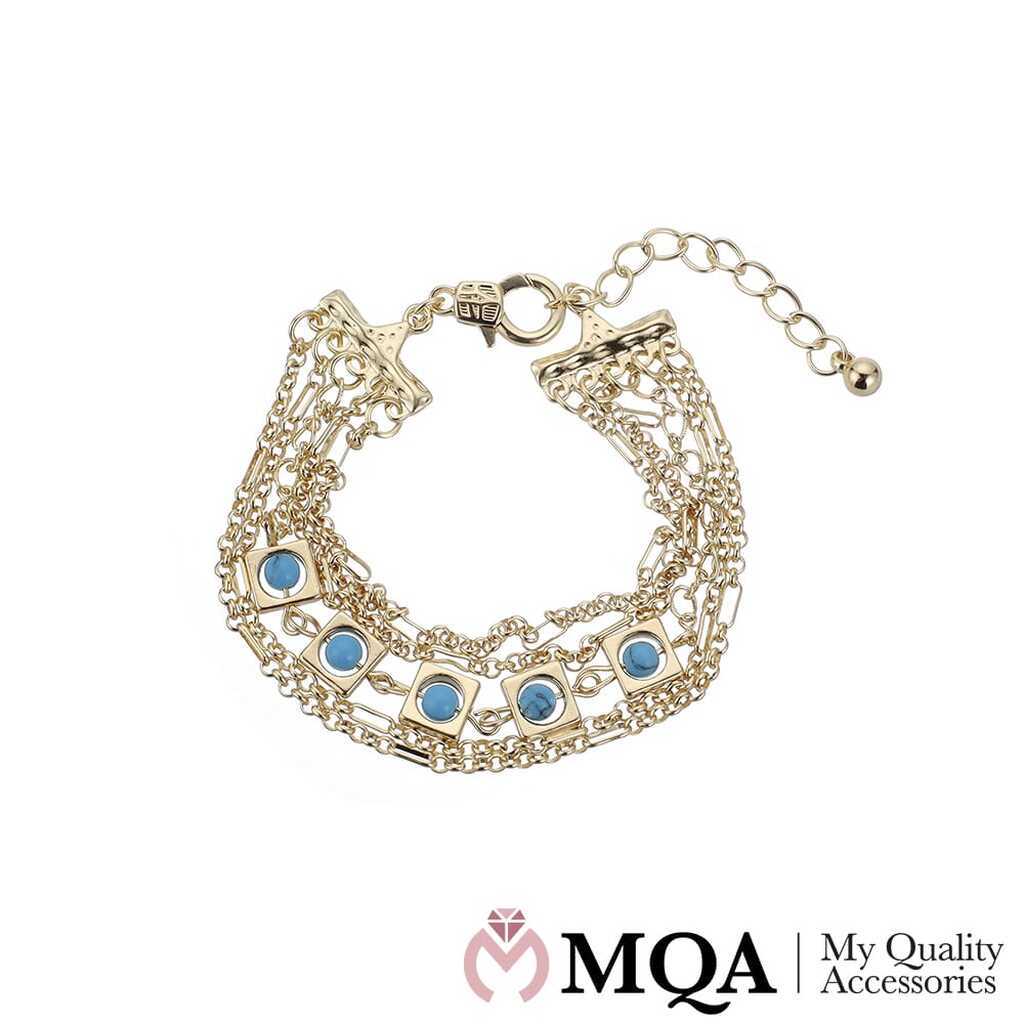 Armbånd, guldfarvet, grønne sten, justerbar