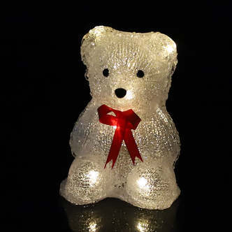 Isbjørn Akryl - højde 16 cm - med/uden rød sløjfe - - Med rød sløjfe