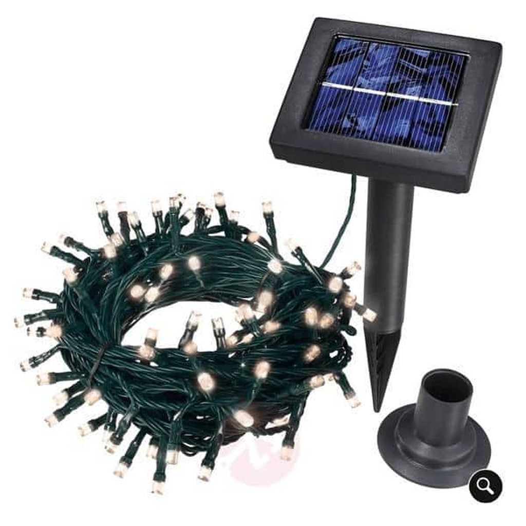 LED-lyskæde solcelle drevet m/100 LED (flere farver) - 9 meter - Blå