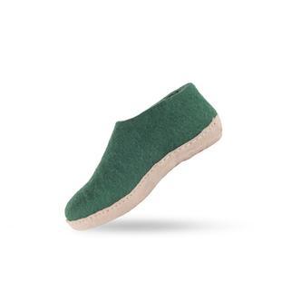 Uldhjemmesko Børn (100% ren uld)  m/sål i skind - Dansk Design fra SHUS - 35 / groen