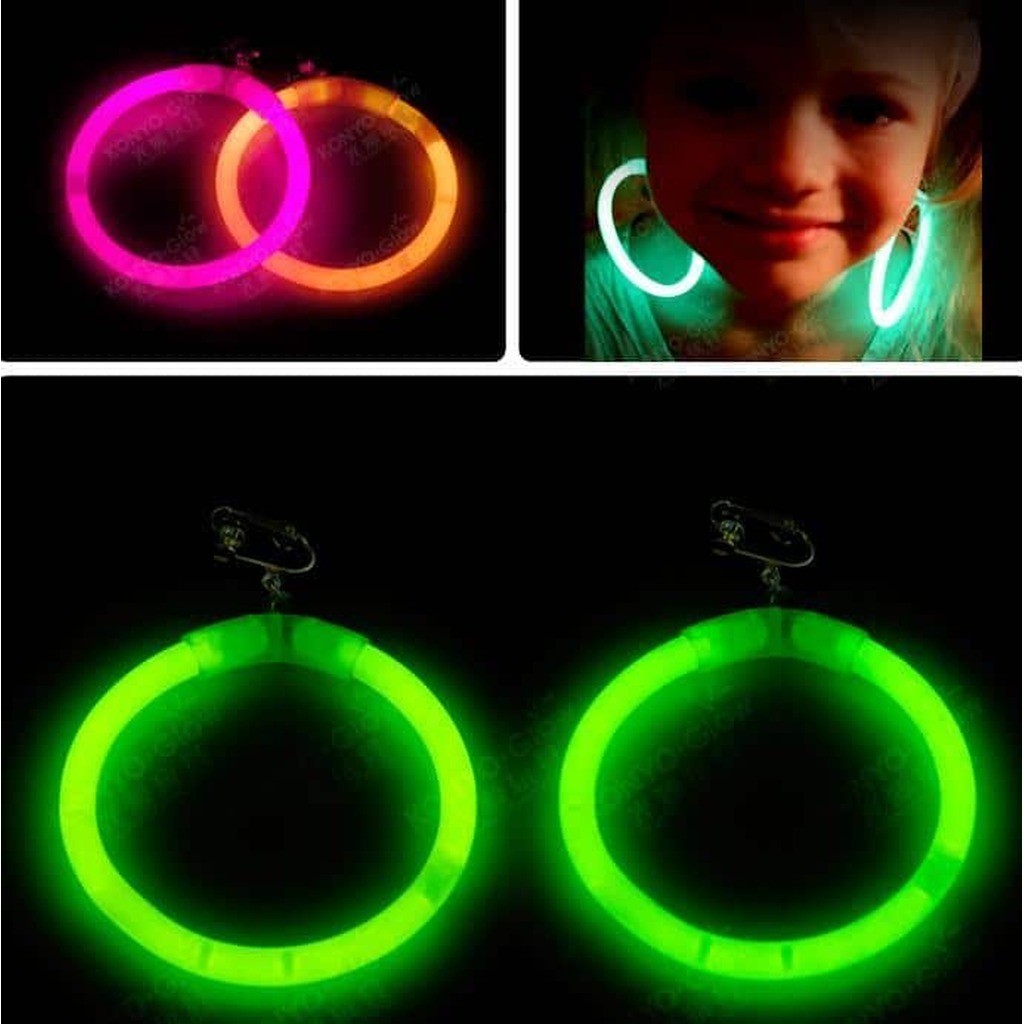 Øreringe - Selvlysende glow stick - Pink