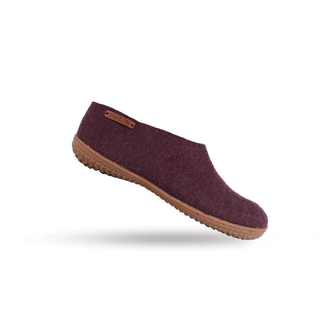 Uldhjemmesko (100% ren uld) m/Gummisål -Dansk Design fra SHUS - lilla / 41