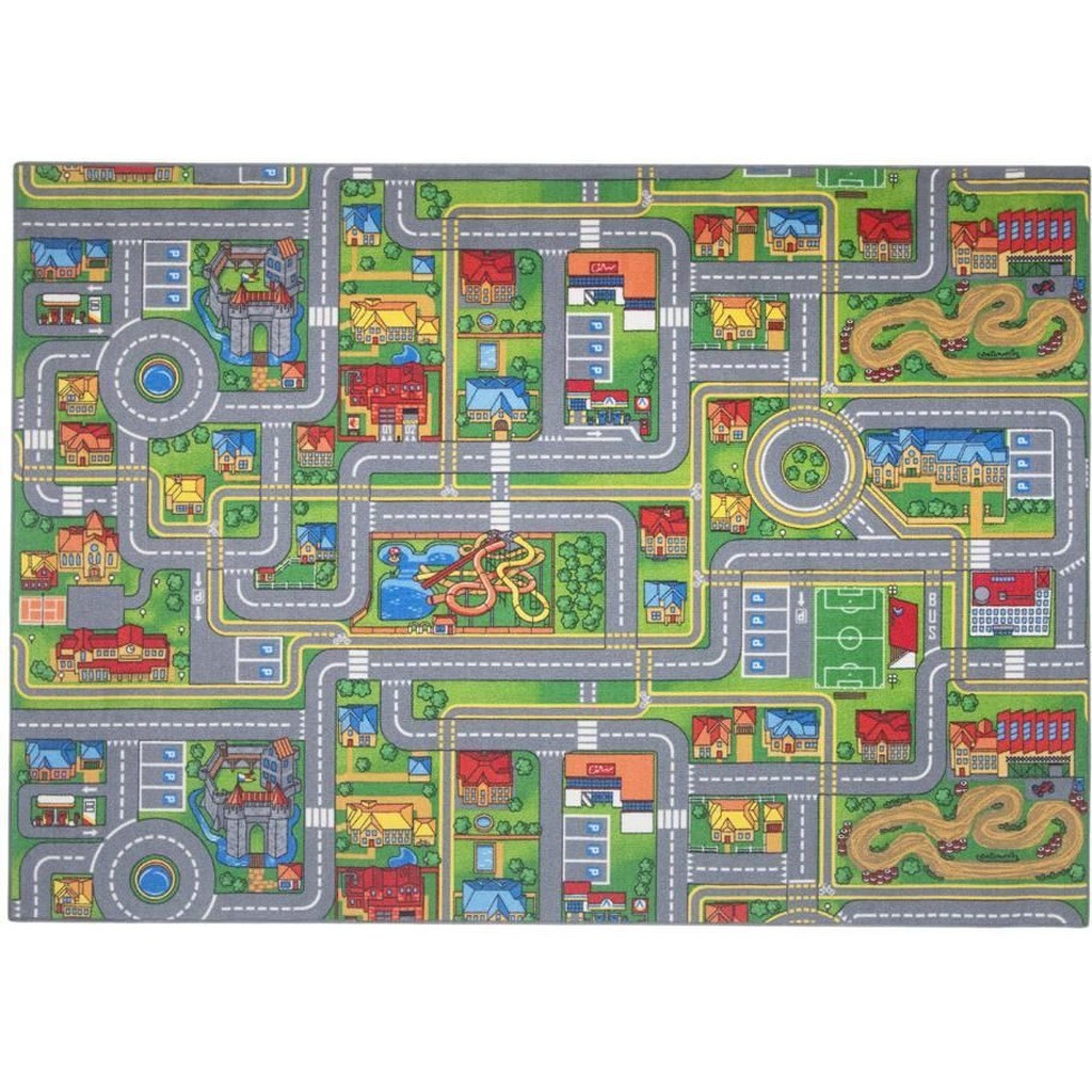 Gulvtæppe, Legetæppe Trafik-By 140x200cm