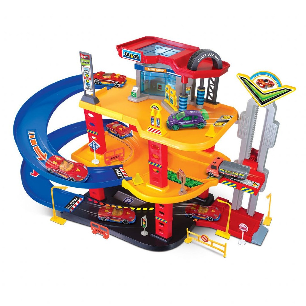 Tankstation legesæt med 3 køretøjer